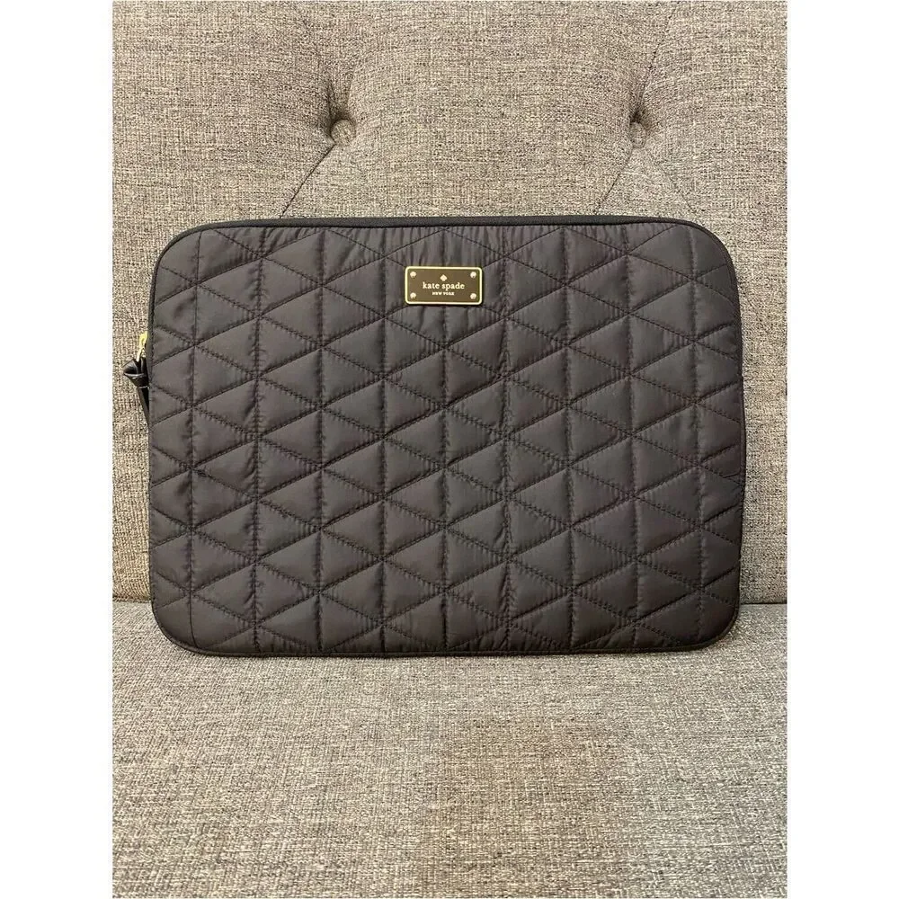 Kate Spade Black Quilted Laptop Case Size 14”X 10.5”